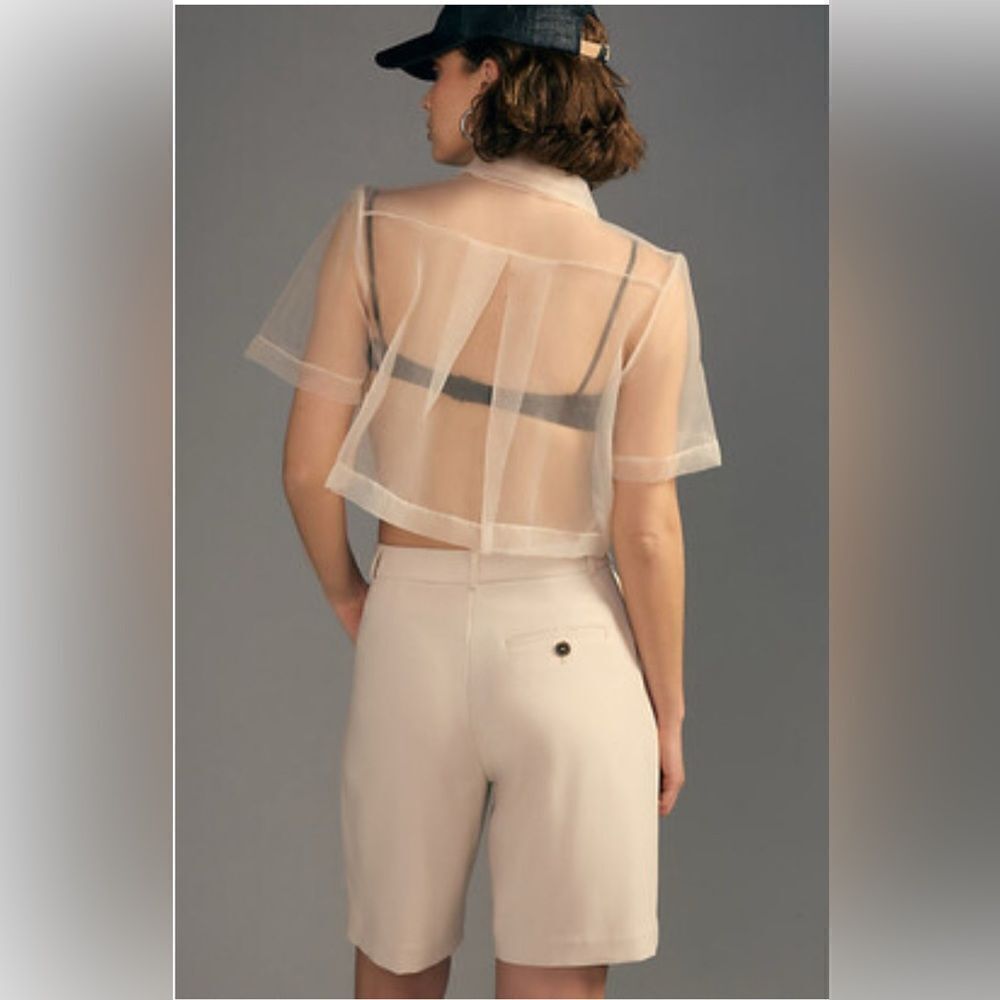 Anthropologie Maeve The Avery Pleated Trouser in cream Shorts -NWT. 8 - Picture 2 of 9
